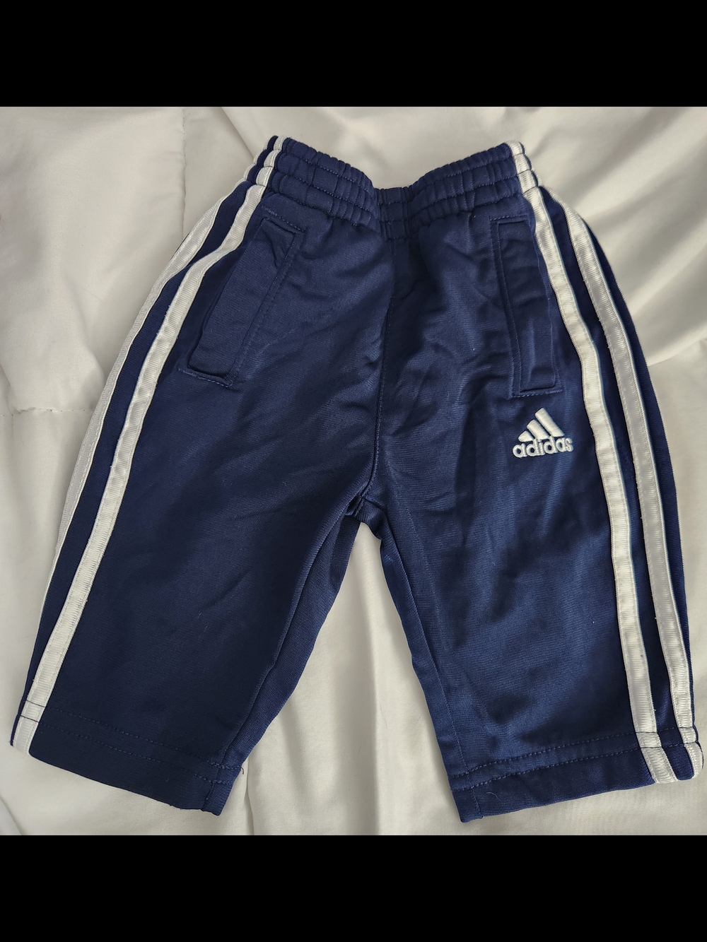 adidas Navy and White Kids Track Joggers